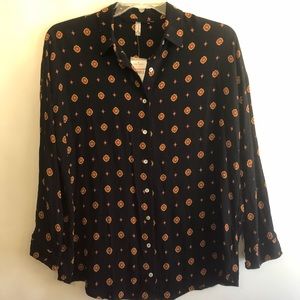 Free People collared long sleeve blouse size XS